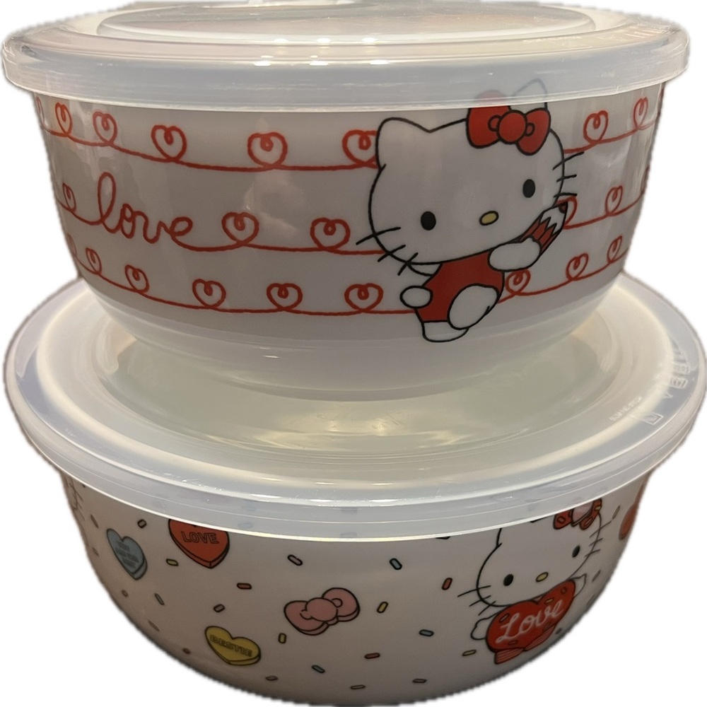 Hello Kitty Love Conversation Candy Nesting Bowls with Pressure Release Lids